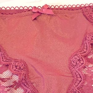 ✨Sparkly, shiny MAROON fabric & lace VS panties!💋